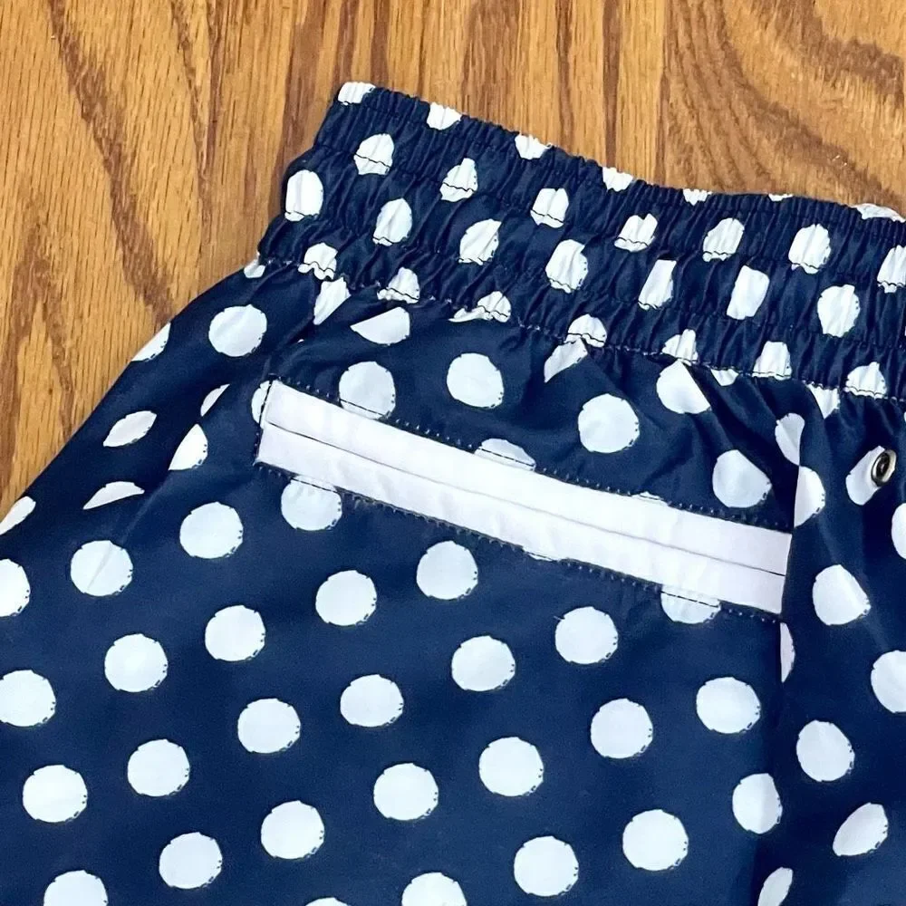 Ancora Navy Polka Dot lined Swim Trunks. Size XL.